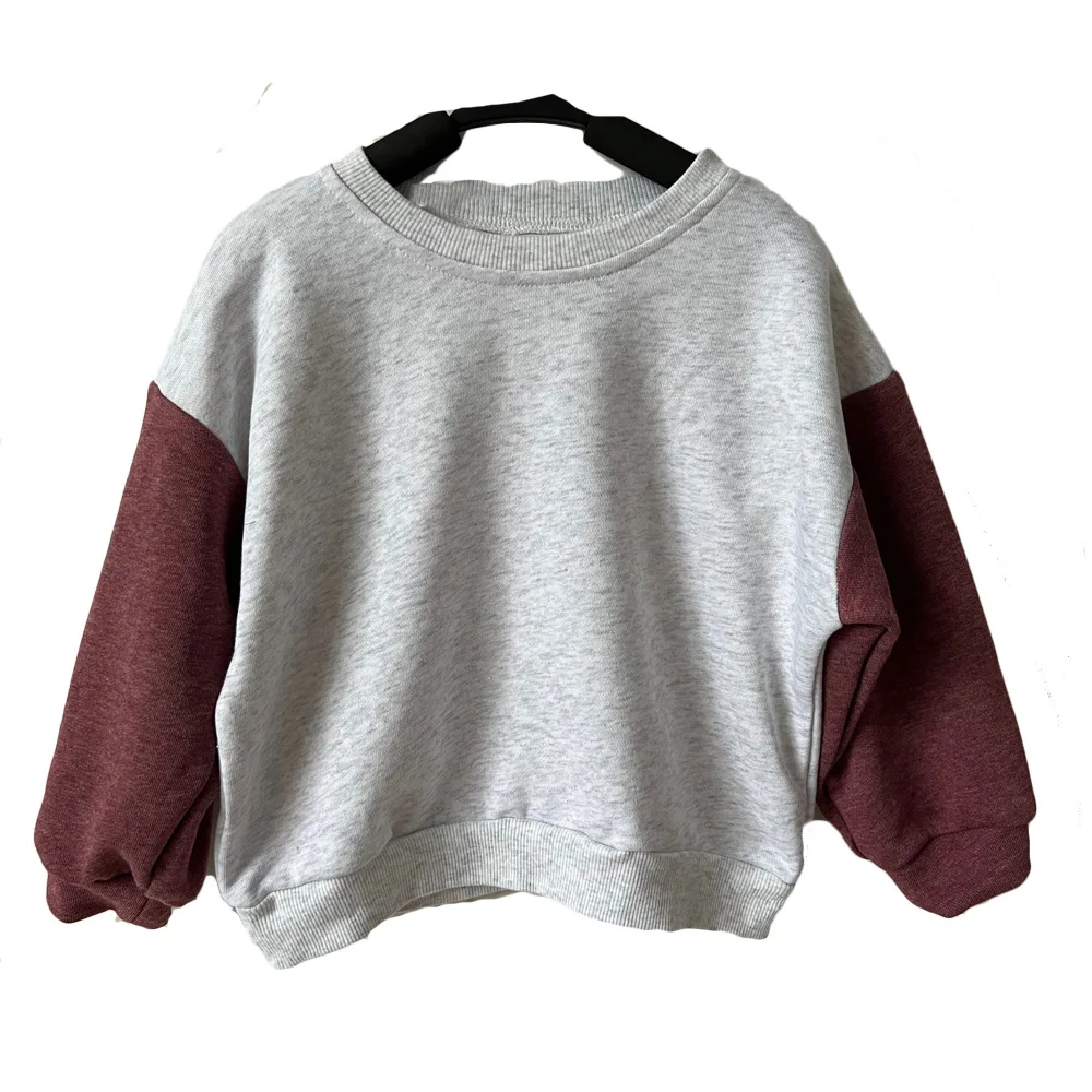 Custom OEM Design Toddler French Terry Color Block Long Sleeve Crewneck Pullover Sweatshirt Cute Infant Tops - Image 6