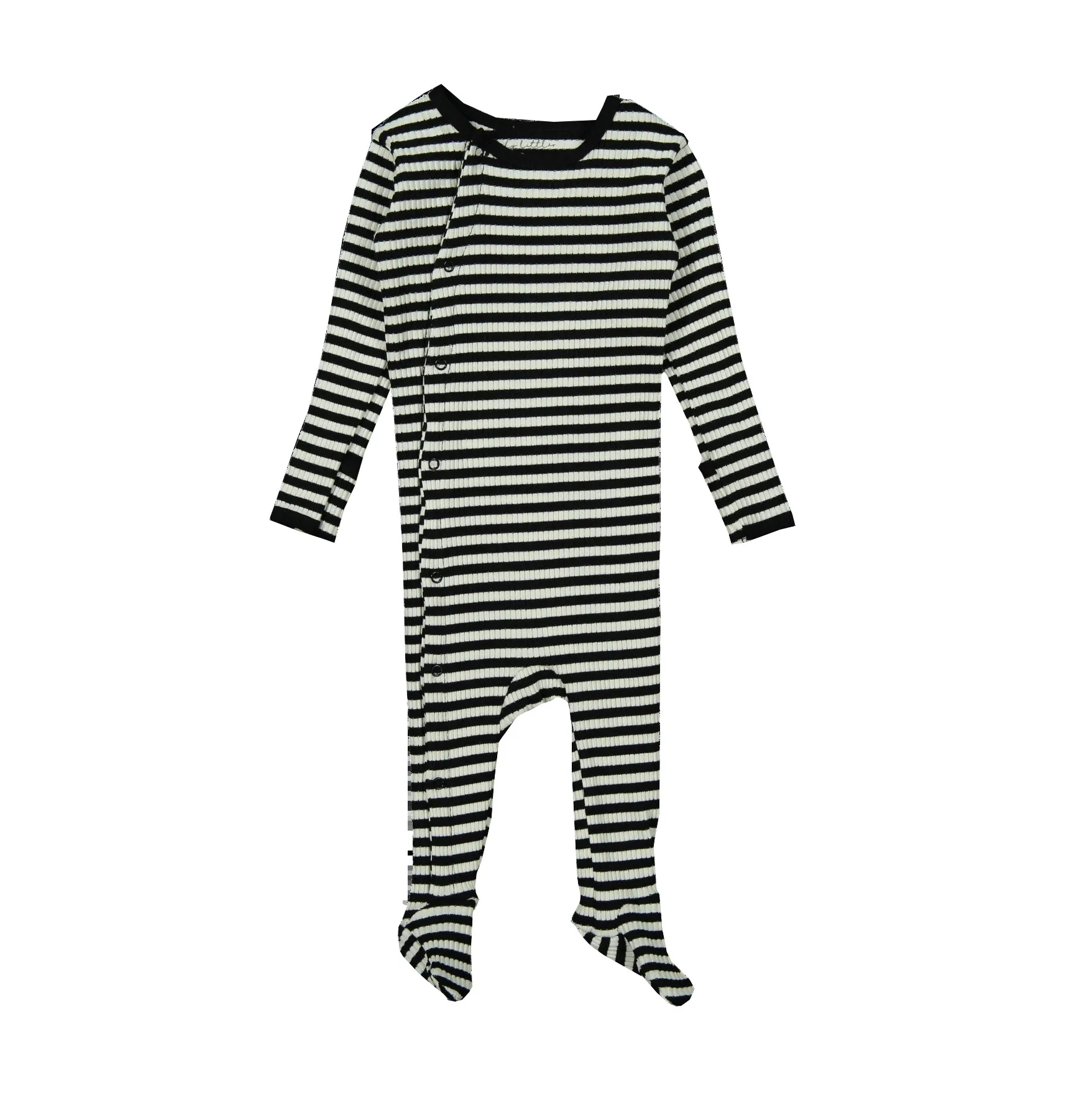 High Quality Autumn Newborn Striped Ribbed Print Romper Unisex Kids Baby Solid Long Sleeve Footed Sleeper Jumpsuit - Image 3