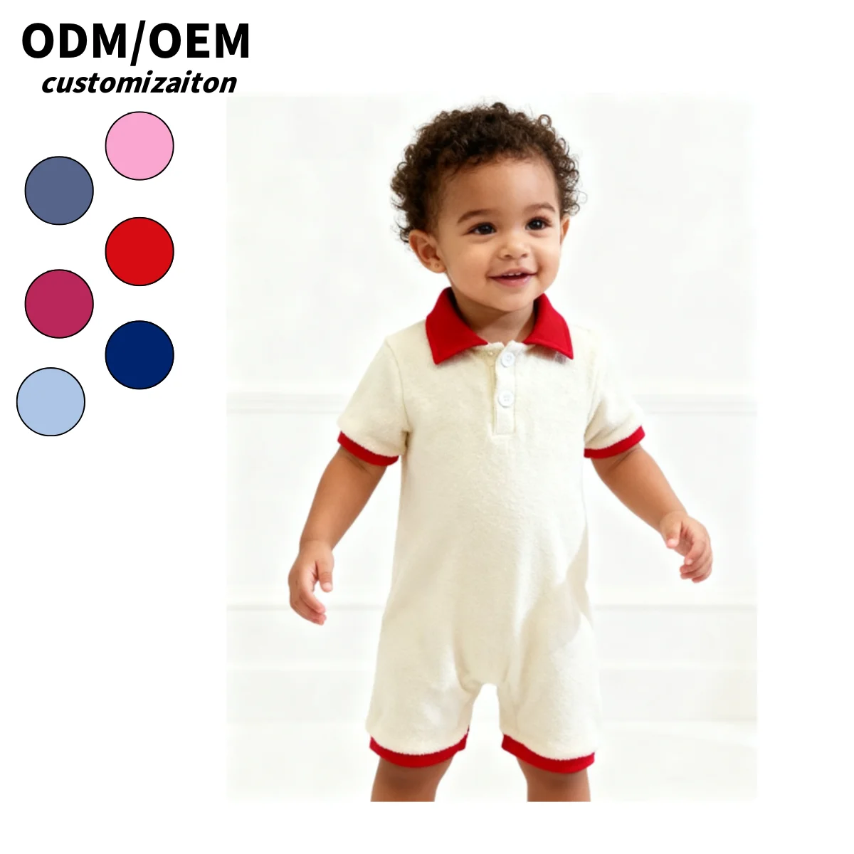 OEM Baby Clothing Unisex-baby Romper Made With 100% Cotton Terry Cloth Snap Button Custom for Baby Girls Boys Newborn Jumpsuit