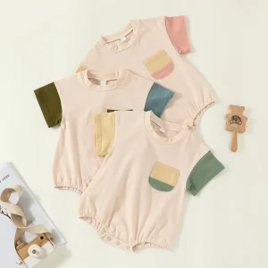2024 Summer Newborn Baby Clothes for Toddler Boys Girls Rompers Color Short Sleeve O-neck Bodysuits Jumpsuits