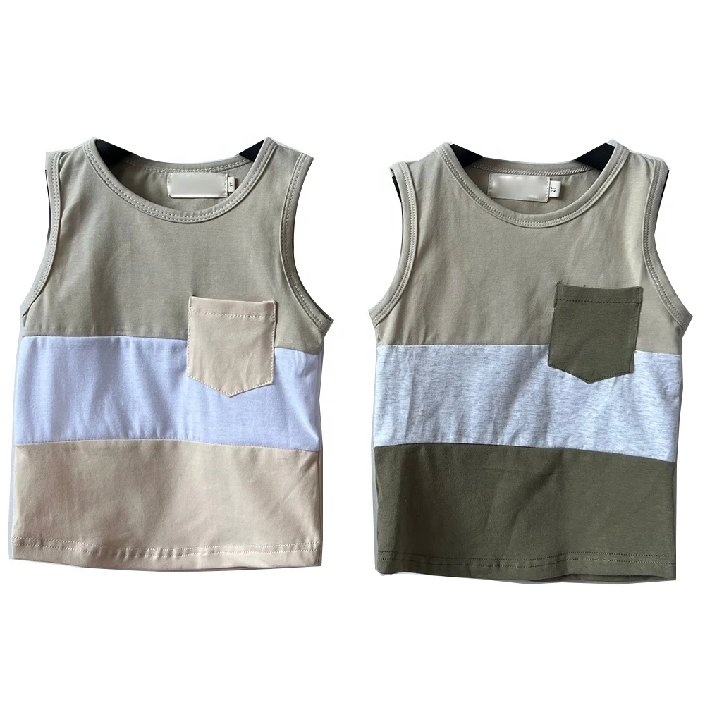 Custom Elastic Cotton Summer Baby Toddler Boy tank Top Shirts Clothes - Image 4