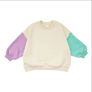 Autumn Custom Unisex Baby Color Block Sweatshirt Long-sleeved Kids Oversize Bubble Sweater