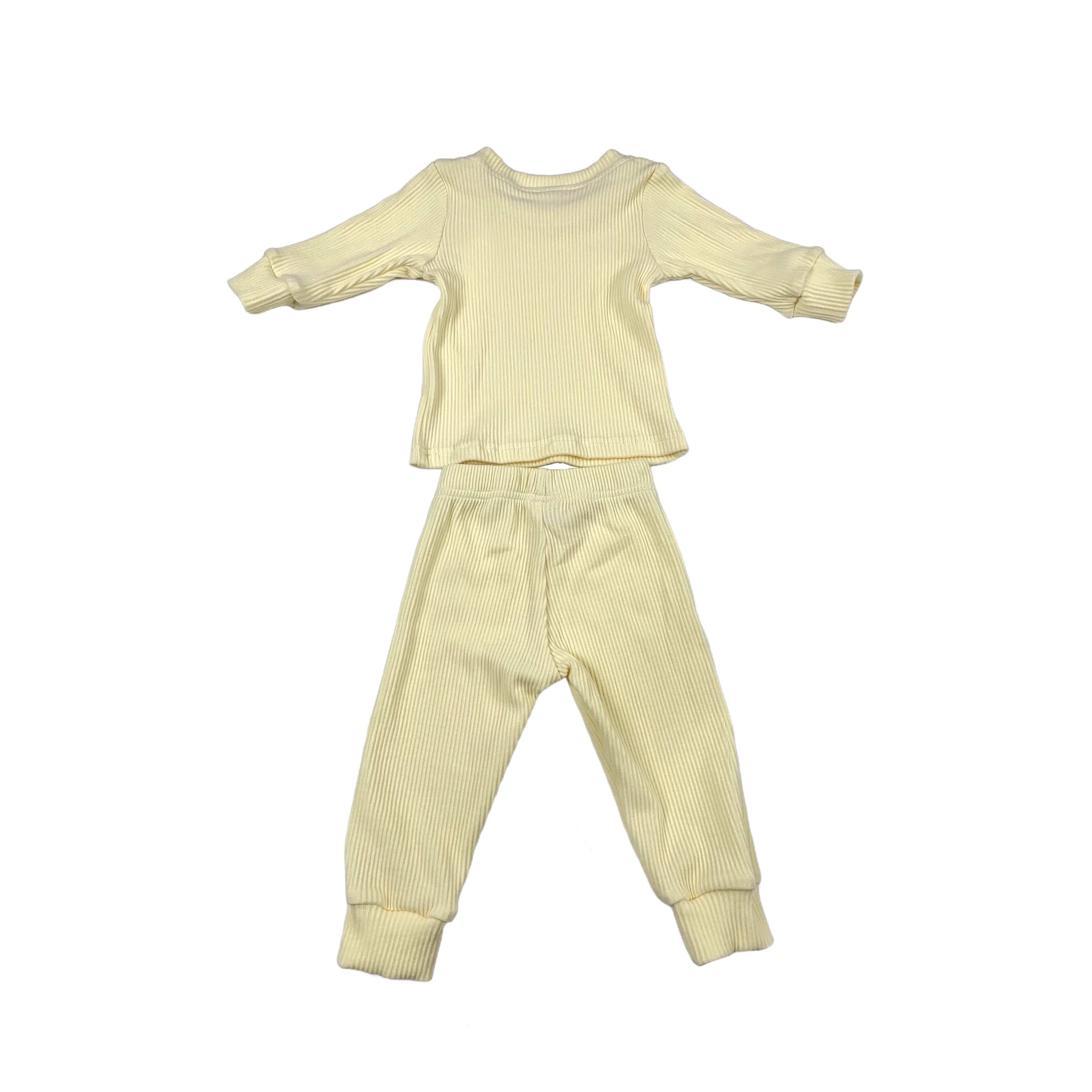 Toddler Ribbed Jogger Set Neutral Boys Girls Two Piece Outfit Set Crewneck and Pants Kids Tracksuit - Image 4