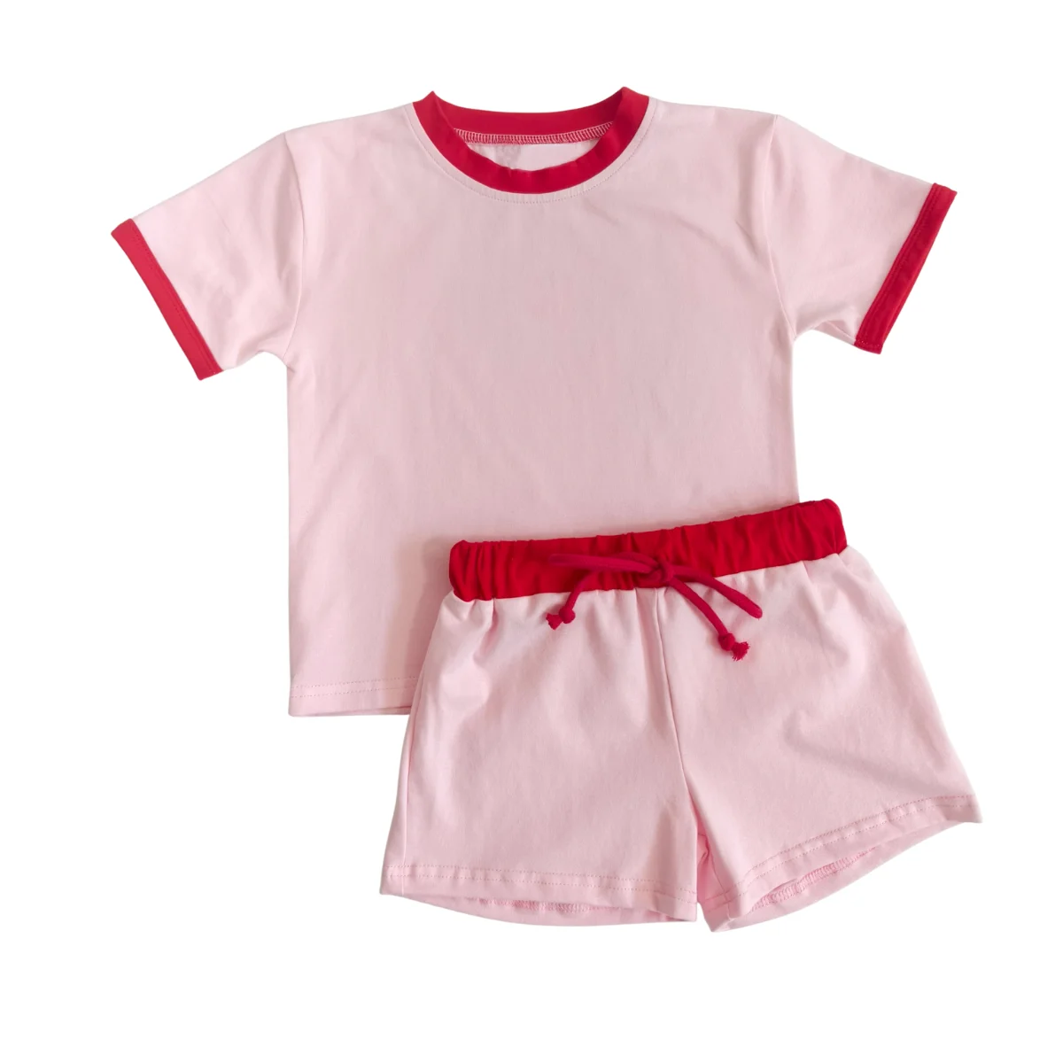 OEM Kids Clothes Set Girls Summer Outfits Casual Lounge Set Short Sleeve T Shirt and Elastic Waist Shorts 2 Piece Clothing Sets - Image 2
