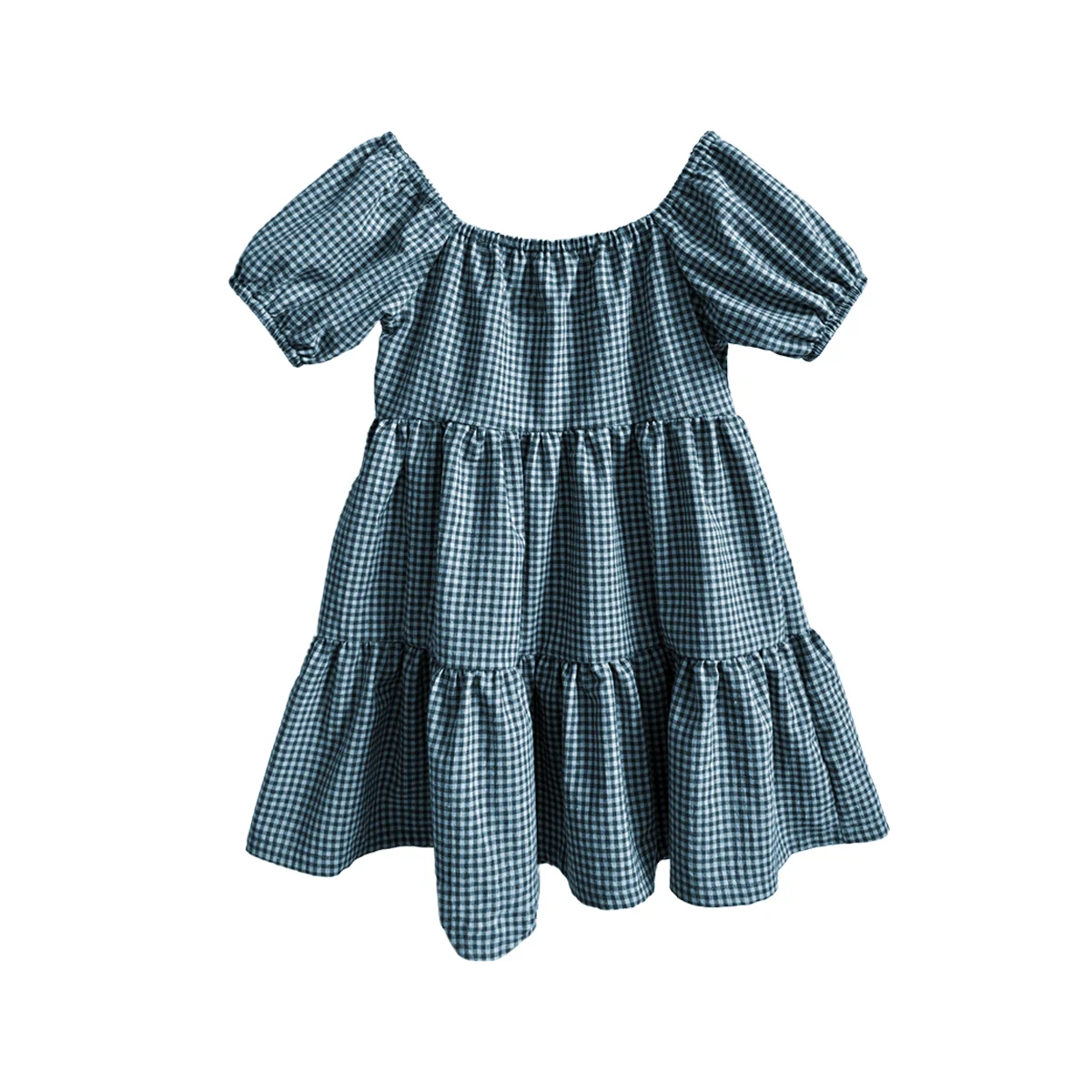 Factory Price Linen Short Sleeve Summer Girl Dresses for Toddlers Custom Color Plaid Pattern Casual Style O-Neck Age Children - Image 3