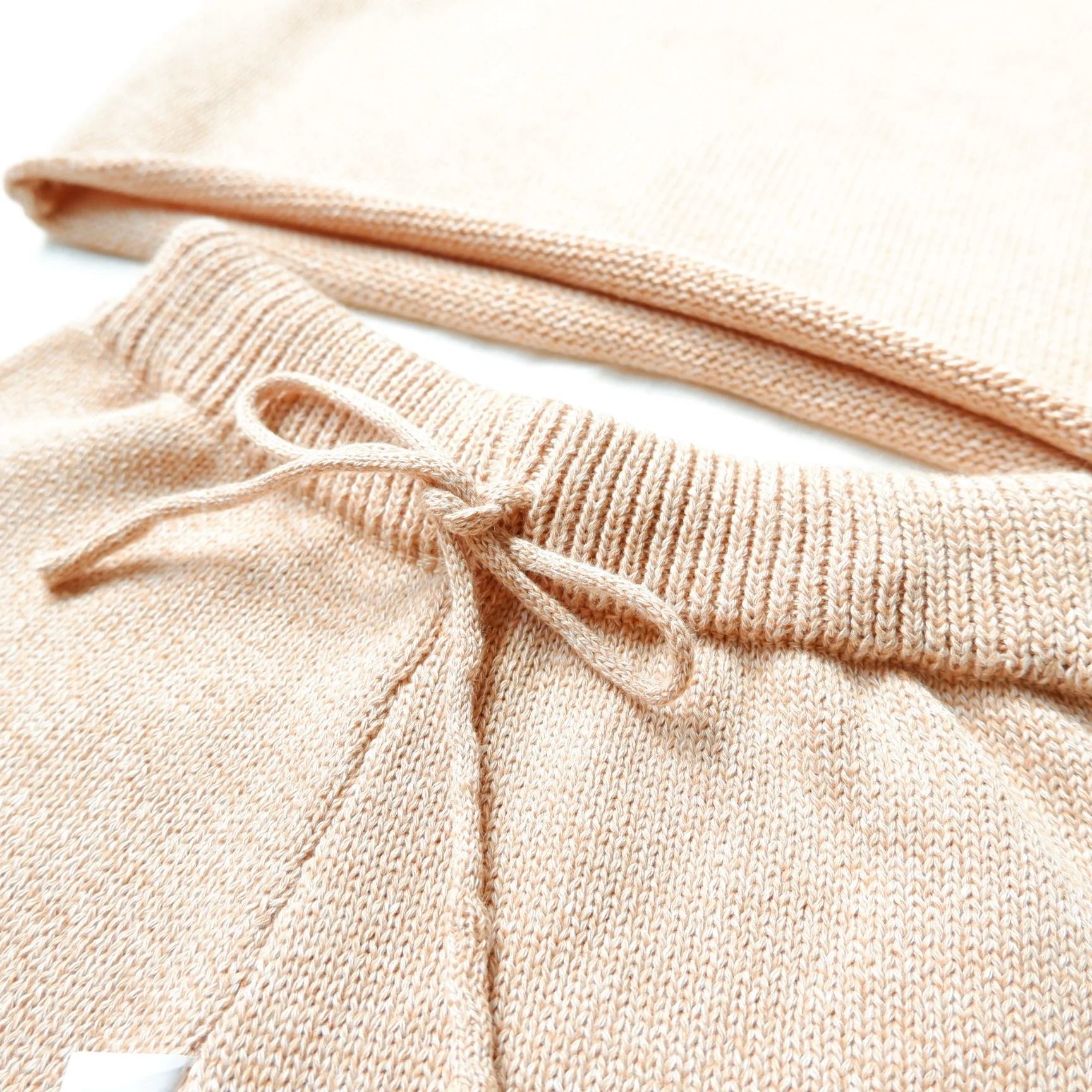 Cotton Knit Two Piece Set Custom Short Sleeve Sweater and Shorts Set Colorful Summer Roll Hem Shorts - Image 5