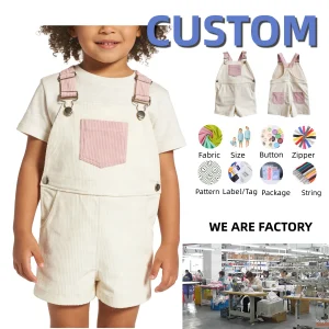 OEM Kids Clothes Set Corduroy Overalls Cotton Suspender Pants Adjustable Straps Jumpsuit Cute Sleeveleess Girls' Fashion