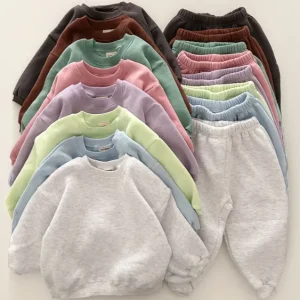 Basic Fall Winter Oversize  Unisex Baby Toddler French Terry Tracksuit Sets 2 Pcs Jogger Sets Kids Clothes Set