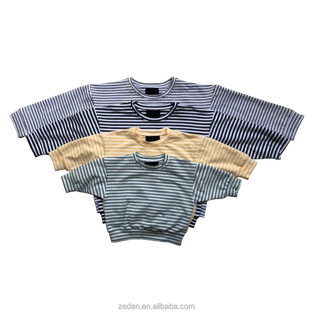 Classic Design French Terry Custom Color Long Sleeve Baby Sweatershirts with Stripe for Autumn - Image 6