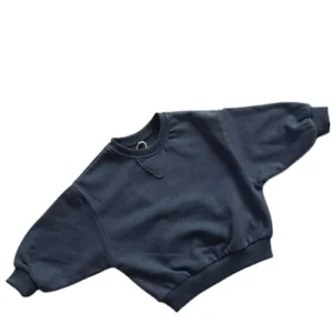 Unisex Baby Soft Clothes Sweater Solid French Terry Oversize Pullover Hoodie Bubble Top