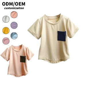 Hot Sale Short Style Bamboo Fiber T-Shirt for Kids Fashion Trendy Personalized Bright Cool Breathable Baby Clothing