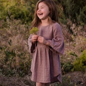 Summer Baby Girls Solid Color Muslin Dresses Short Sleeves Princess Casual Dress