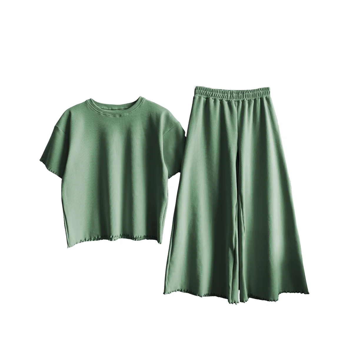 Customized Summer Sporty Casual Ribbed Suit 2pcs Cool Breathable Kids Clothing Set Dynamically Designed - Image 4