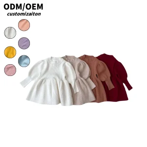 RTS Toddler Baby Ruffle Tunic Dress Long Sleeve Autumn Outfit Infant Girls Knitting Wool Winter Dress