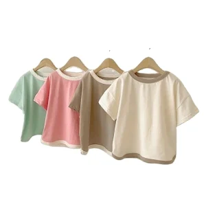 Hot Sale Unisex Kids T-Shirt Custom Fabric Color Oversize Jersey Cotton for Summer Short Sleeve Printed Design Babies Boys Girls