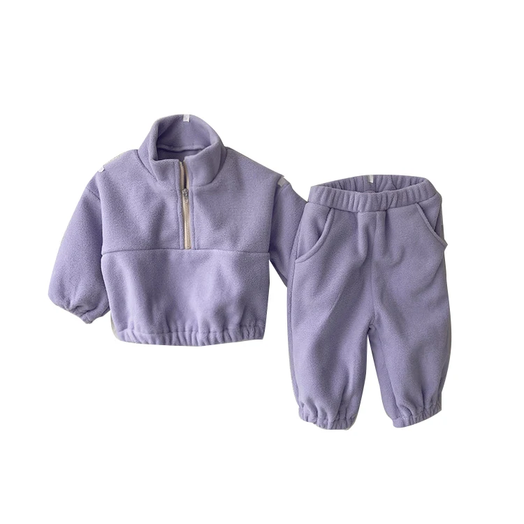 Custom Winter Warm Baby Toddler Double Fleece Boys Girls Long Sleeve Clothes Tracksuit Clothes Sets - Image 6