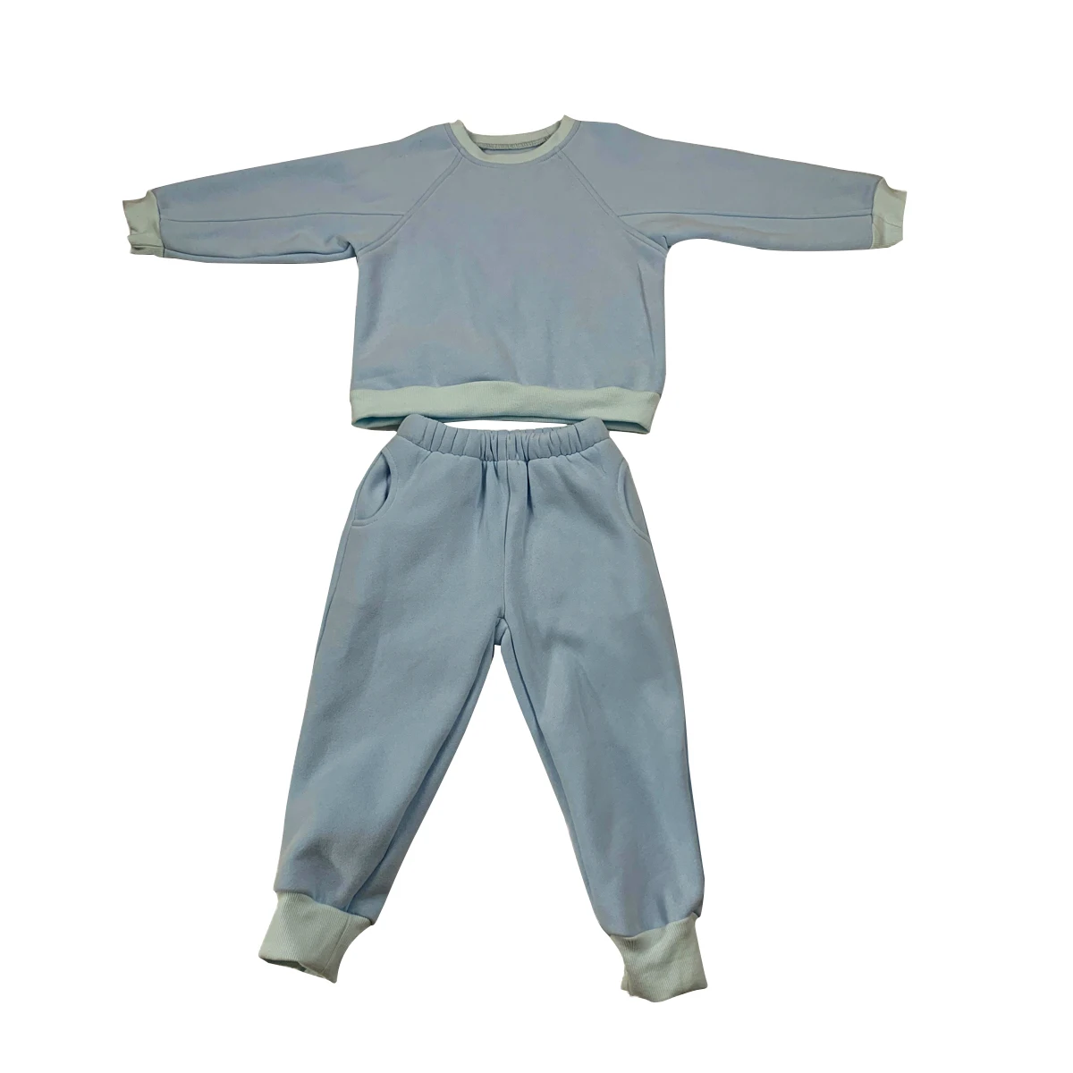Custom Baby Thick Velvet Color Block Casual Style Clothes Sets Breathable Kids 2 Piece Clothes Suit - Image 3
