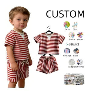 Comfortable Striped Sweatshirt Cotton Children's  Suit  Summer Set  Suitable for 0 - 8 Years Old Baby Suit