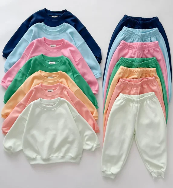 Basic Fall Winter Oversize Unisex Baby Toddler French Terry Tracksuit Sets 2 Pcs Jogger Sets Kids Clothes Set - Image 2