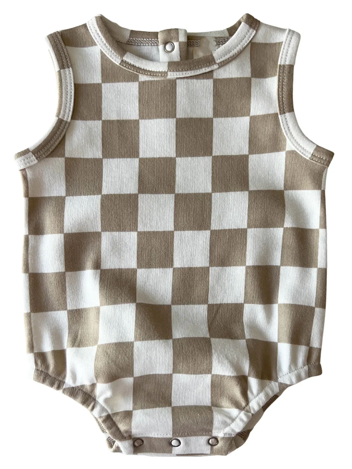 Baby Sleeveless Checkered Romper Custom Print Knitted Cotton Pattern Onesie Toddler Checked Playsuit - Image 5
