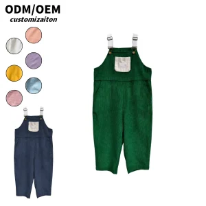 Kids Spring and Autumn Long Corduroy Overalls Distinctive Bright Close-Fitting Soft Sporty Casual Baby Rompers