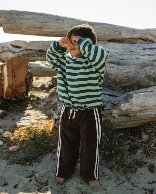 Burgundy Light pink Stripe Crewneck Drop Shoulder Oversized Unisex Kids Boys Girls Sweatrshirt Pullover Baby Tops - Image 4