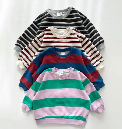 Custom Stripe French Terry Sweatshirt Oversize Baby Toddler Pullover - Image 4