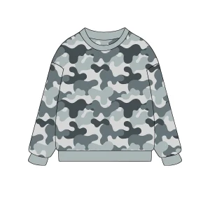 Kids High Quality Camo Seamless Pattern Pullover Sweatshirt Toddler Baby Boy Girl Family Matching Crewneck Sweatshirt
