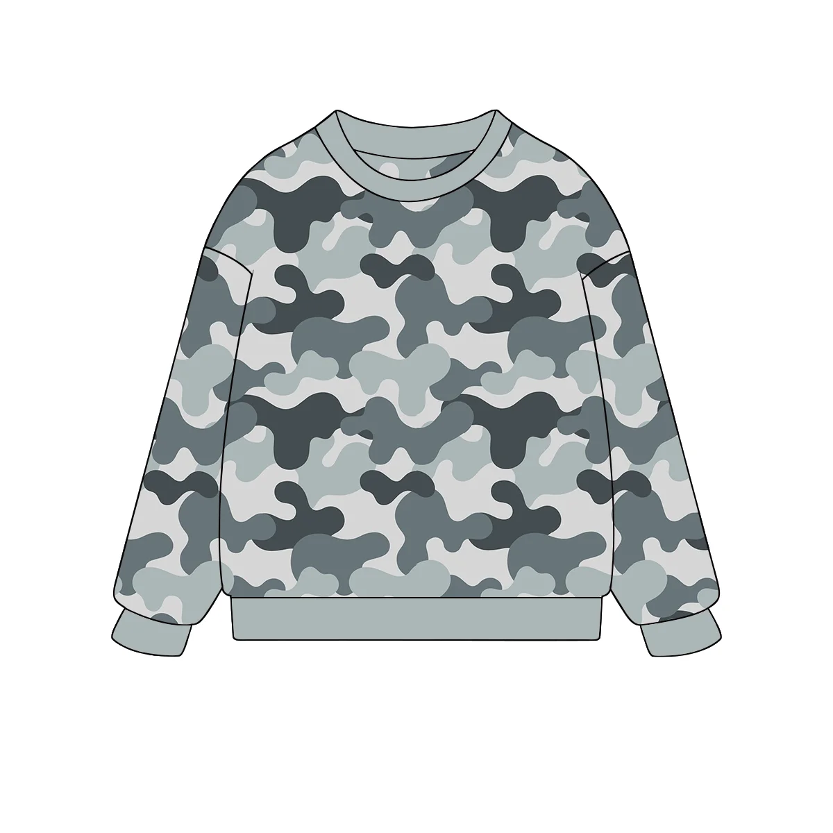 Kids High Quality Camo Seamless Pattern Pullover Sweatshirt Toddler Baby Boy Girl Family Matching Crewneck Sweatshirt