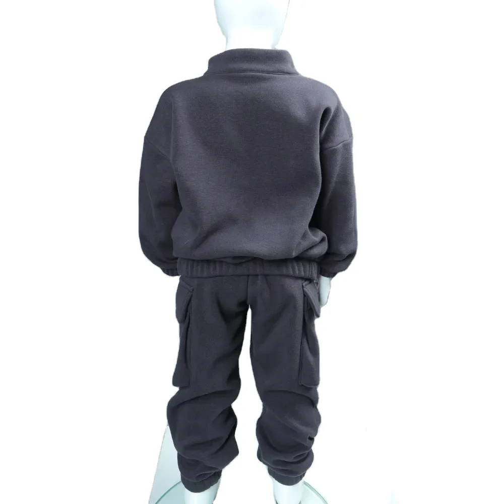 Toddler Boys French Terry Suits Oversized Quater Zip Pullover Sweater Sweatpants Jogger Set - Image 3
