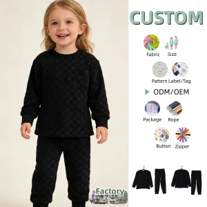 Comfortable Kids Clothes Set Checkerboard Towel Cloth Set Casual Spring Long Sleeve T-Shirt Pants Baby Clothing Set for 0-8T