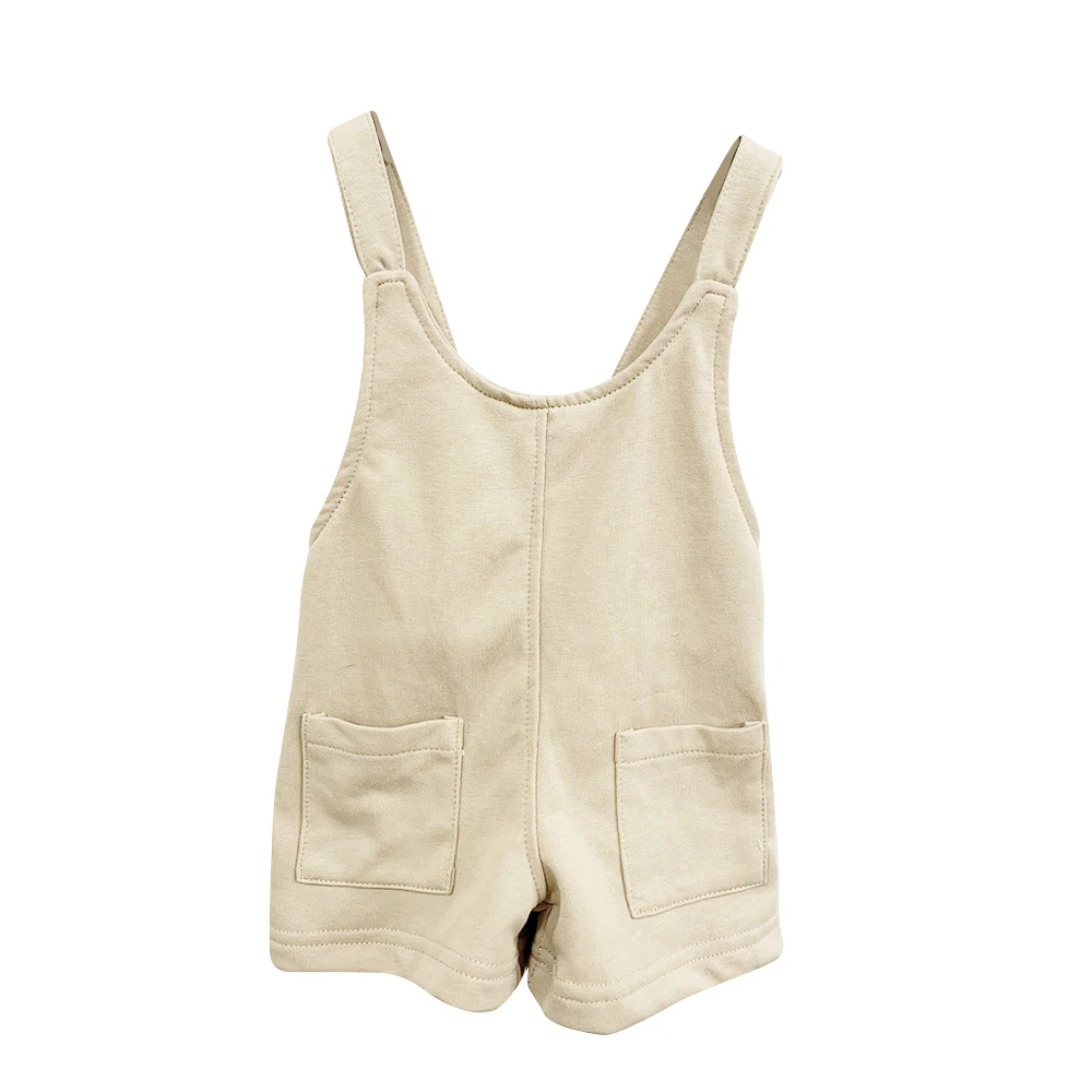 Hot Sell Custom Infant Toddler French Terry Jumpsuit Wooden Button Unisex Baby Solid Color Bubble Rompers - Image 2