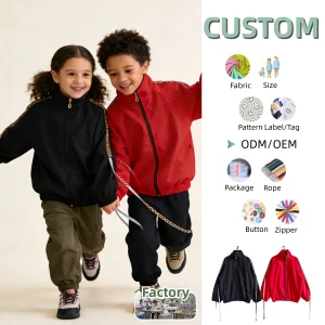 Custom Interchange Jacket Baby Winter Jacket Long Sleeve Boy's Jacket Outwear with Zipper and Webbing Clothes Coat Windbreaker