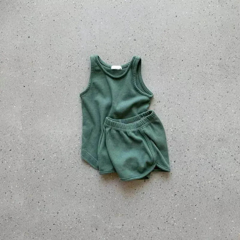 Unisex Hot Sale Summer Baby Clothing Sets tank Top Matching Shorts Bloomers Soft Waffle Knitted Jogger Sets for Kids - Image 6