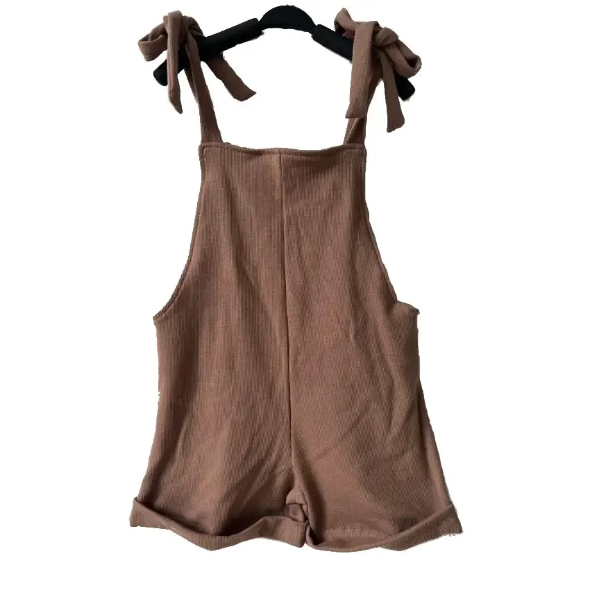Summer Baby Jumpsuit Rib Lace up Pocket Romper Sleeveless Climbing Suit Baby Clothes - Image 3