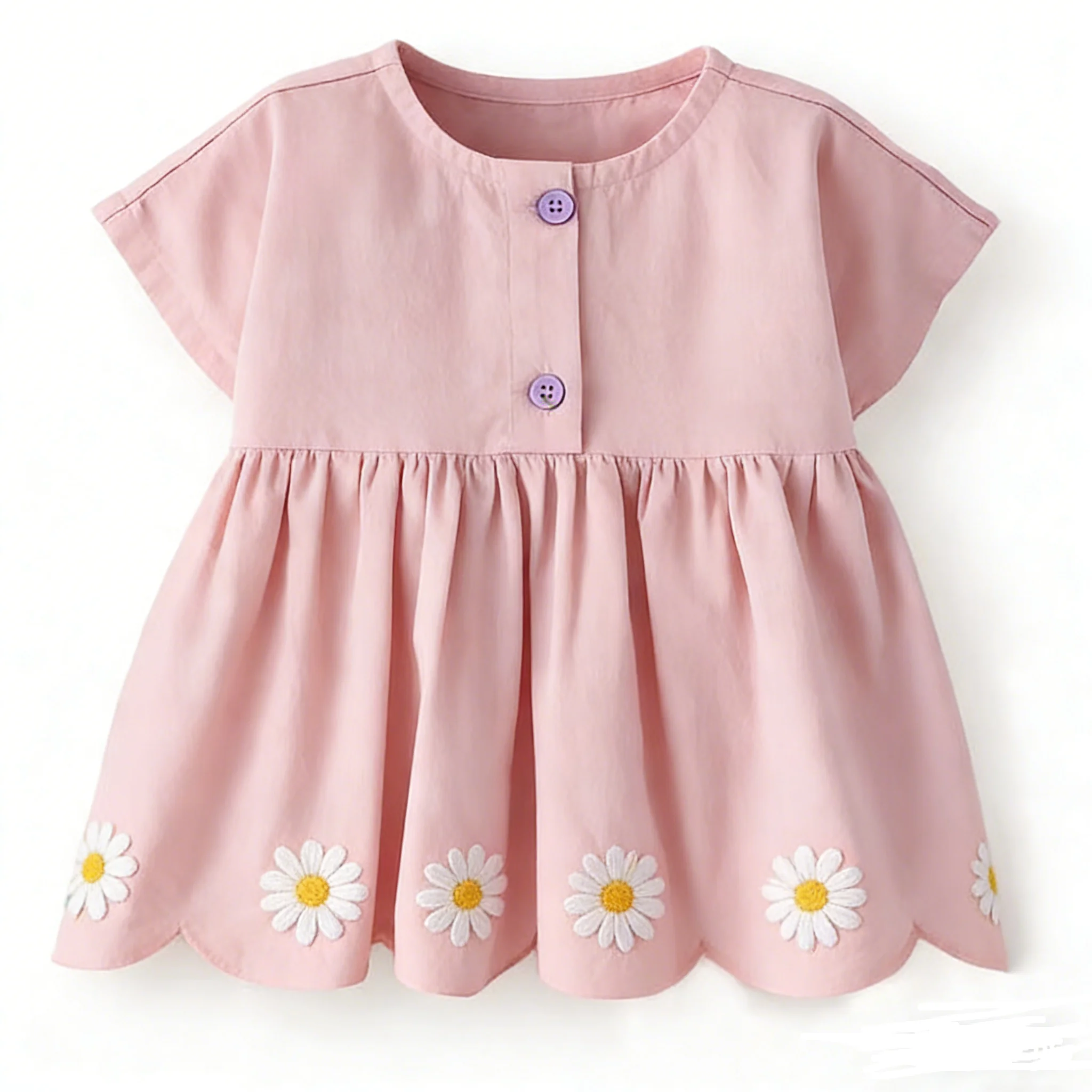 Summer Baby Dress Girls' Twill Cotton Fabric Dress with Short Sleeves Girls Princess Dress Suitable for Children Aged 0-8T - Image 3