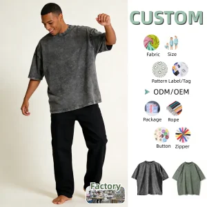 OEM Fried Snowflake Adult T-Shirt Washed Knitted 300g Knitted Cotton Men Plus Size Short Sleeve T-Shirt Men's Washed Shirt