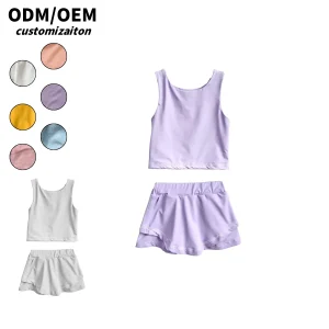 Trendy Sporty Casual Short Yoga Set for Kids Customizable Close-Fitting and Soft Fashionable Baby Clothing