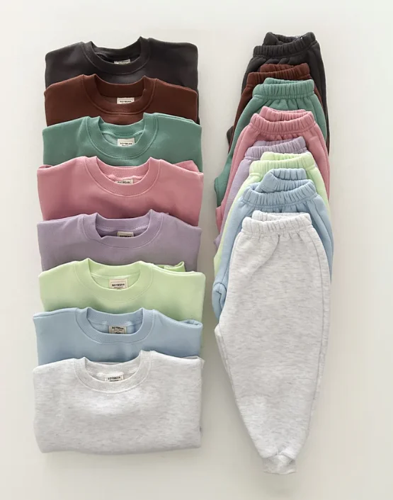 Basic Fall Winter Oversize Unisex Baby Toddler French Terry Tracksuit Sets 2 Pcs Jogger Sets Kids Clothes Set - Image 4