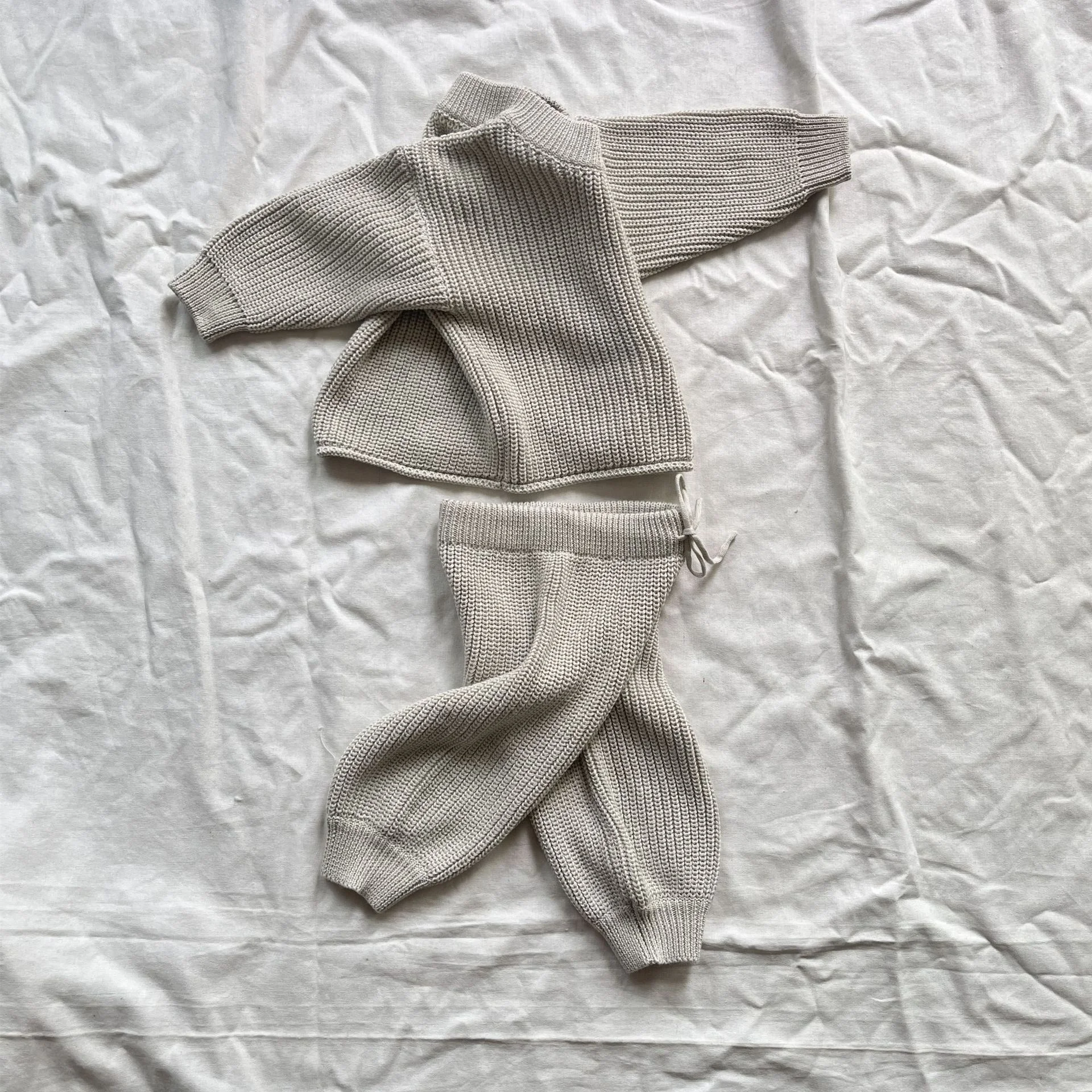 Custom Warm Baby Kids Soft 100% Cotton Winter Long Sleeve Knitted Sweater Suit Clothes Sets - Image 4