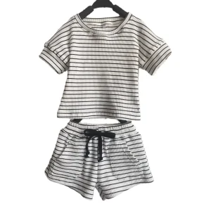 Short Sets Clothes for Baby Boys Girls Summer 2024 Newborn Children's Clothing Baby Waffle Cotton Short Sleeve Tops and Shorts
