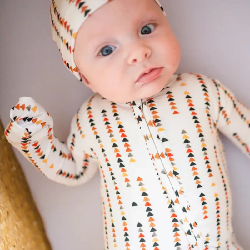 Unisex Custom Kids Bamboo Pajamas Romper Soft Breathable One-piece 2-way Zipper Halloween Pumpkin Ghost Print Knitted Infants - Image 2