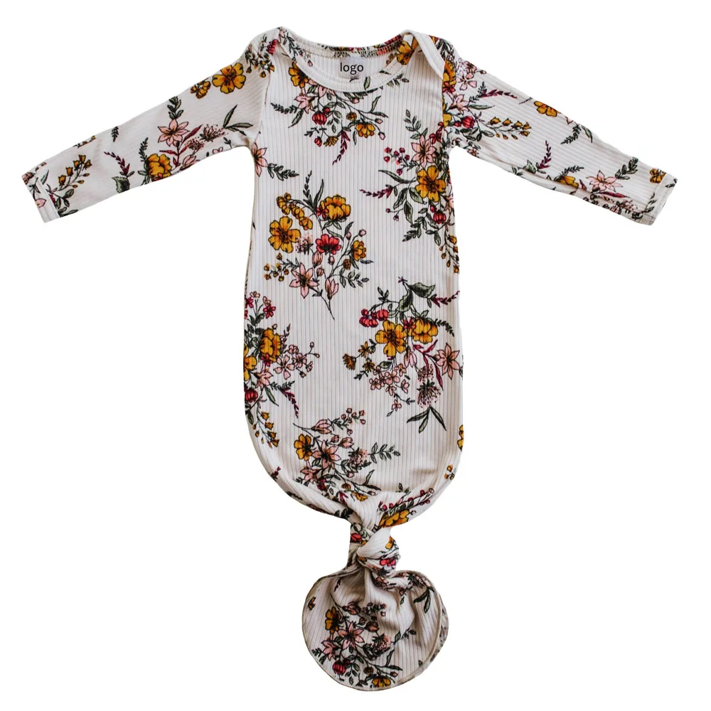 Infant Girls 2pcs Outfit Long Sleeve Pullover Shit with Footie Pant Newborn Baby Vintage Floral Print Rib Pajama Set - Image 2