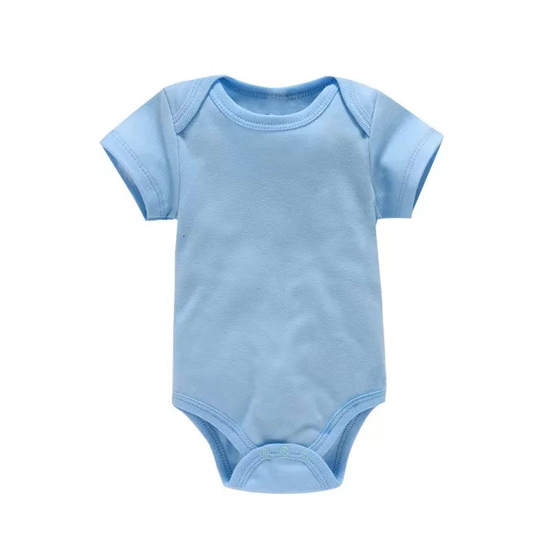 Custom Solid Color Basic Simple Baby Toddler Romper Fold Shoulder Bodysuit - Image 2