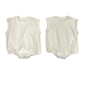 Factory Wholesale Jersey Cotton Solid Color Custom Pattern Breathable Sleeveless Baby Rompers for Summer