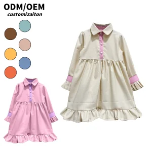 Customized Long-Style Sweet and Cute Bright Cotton and Linen Skirt Fashionable Trendy Personalized Girls Dress for Kids