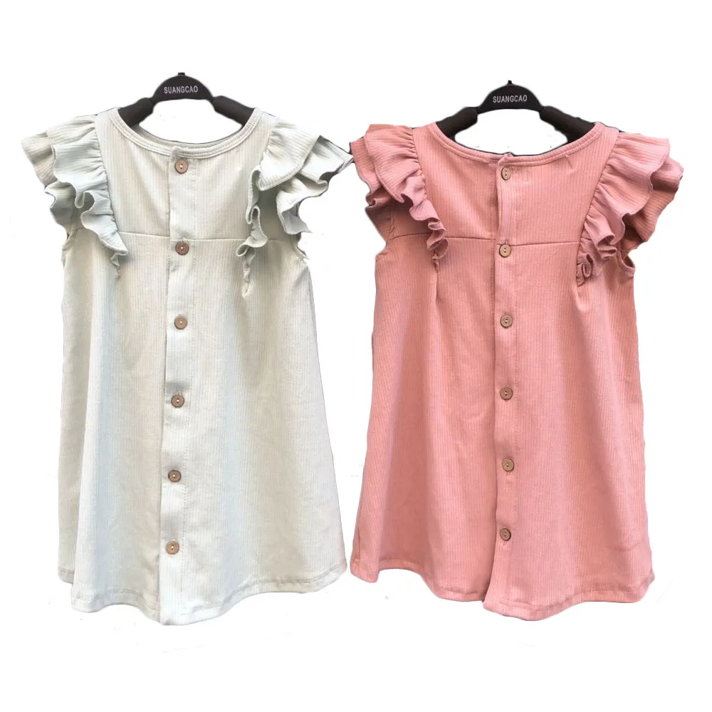 Wholesale Muslin/crepe 100% Cotton Solid Color Breathable Ruffle Sleeves Baby Rompers for Summer - Image 4