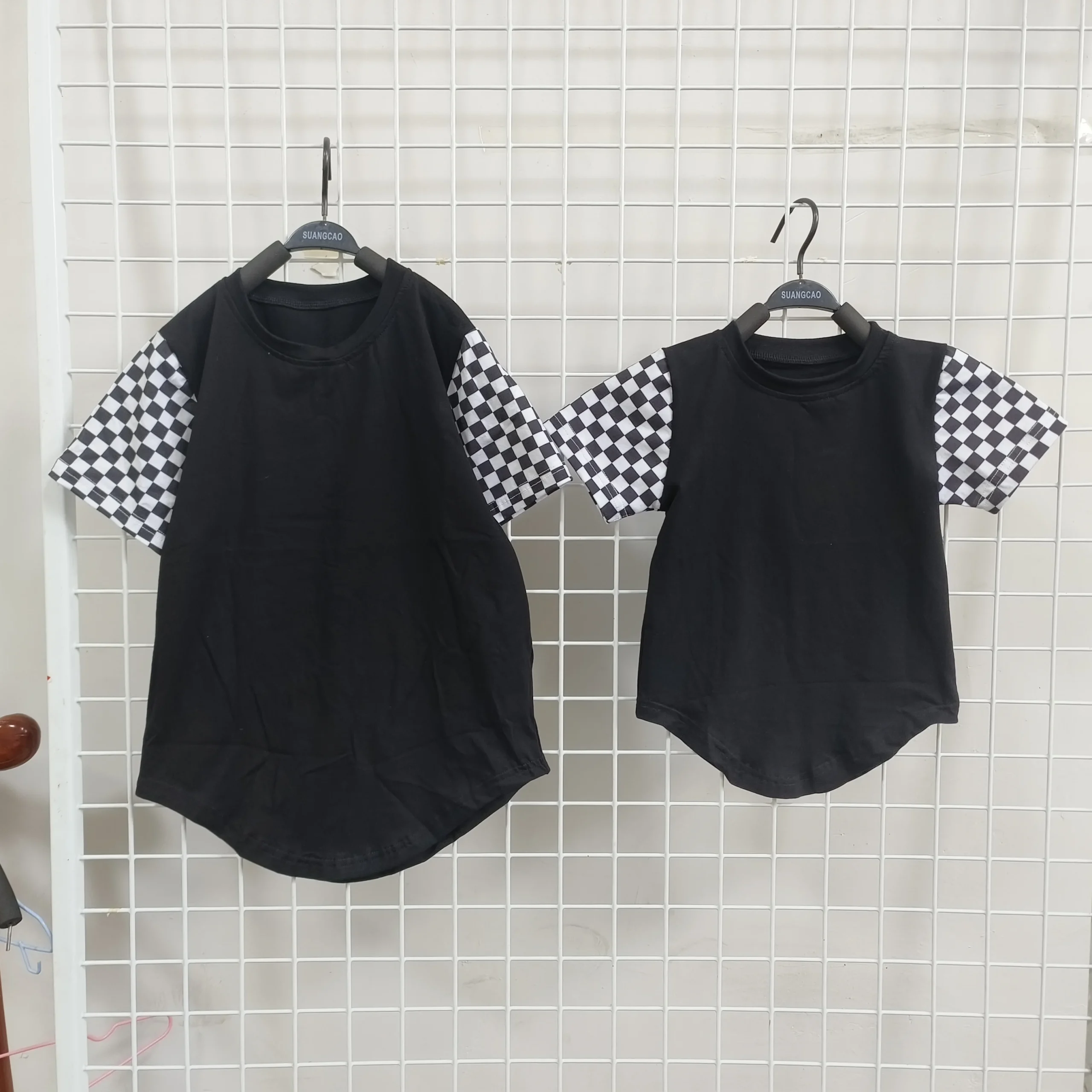 Custom Toddler Kid Baby Boys Clothes Summer Cotton Top Infant Checkerboard Sleeve T Shirt Fashion Tee - Image 3