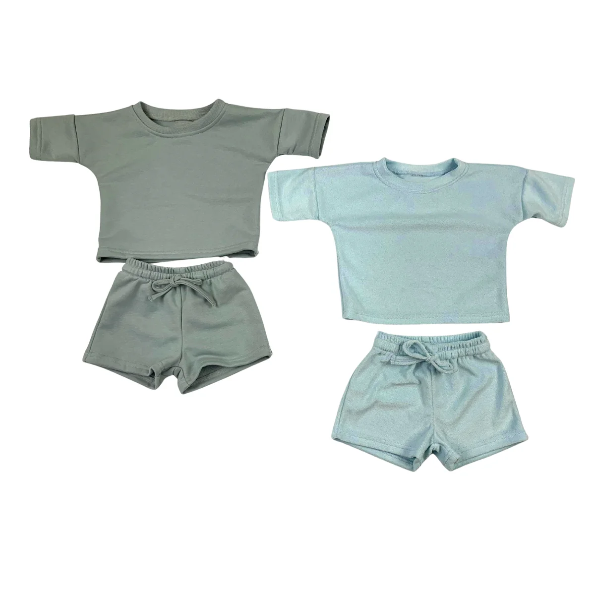 Customized Summer Seaside Leisure Sports Suit Sweat-absorbent Short-sleeved Lace-up Shorts Two-piece Suit - Image 2