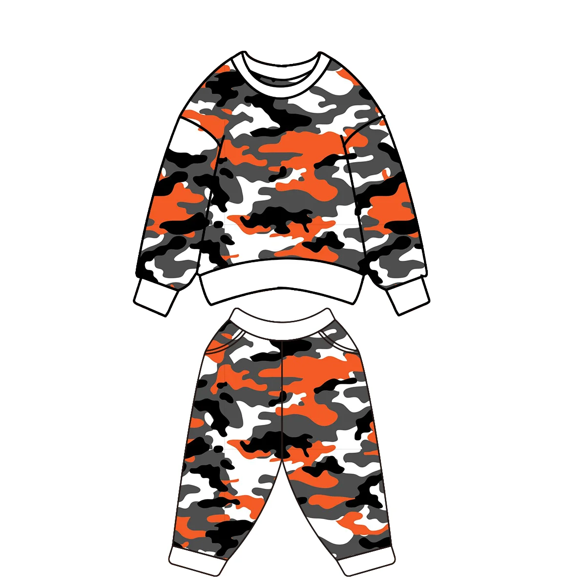 Custom Super Blast Kids Spring and Fall Long Sleeve Hoodie Camo Crew Neck Pant Suit - Image 5